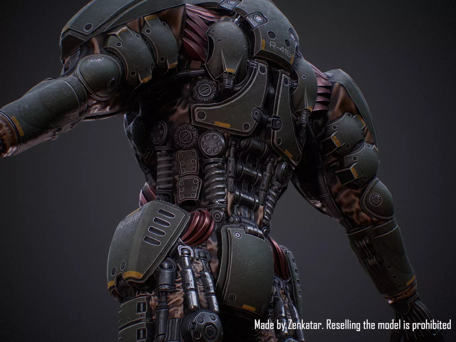 Rigged Juggernaut Military Robot with Minigun Low-poly 3D model_21