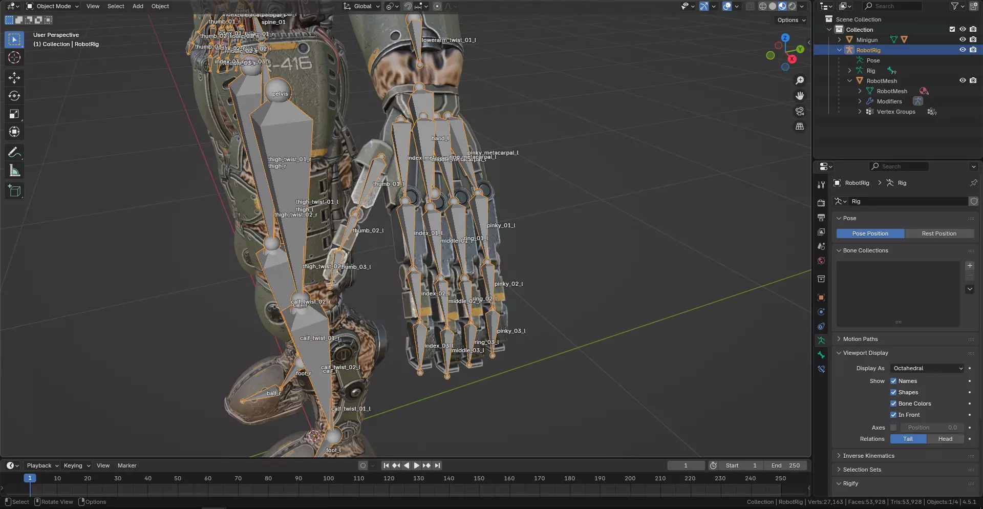 Rigged Juggernaut Military Robot with Minigun Low-poly 3D model_32