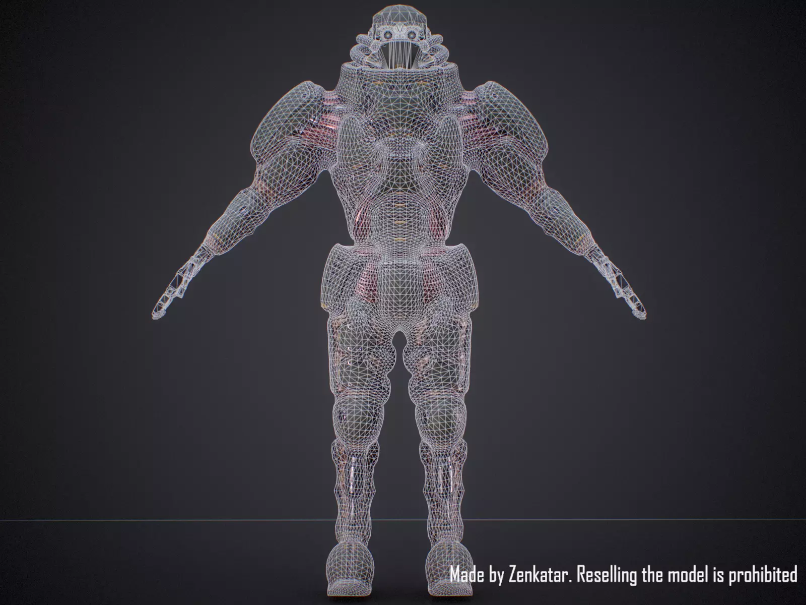 Rigged Juggernaut Military Robot with Minigun Low-poly 3D model_23