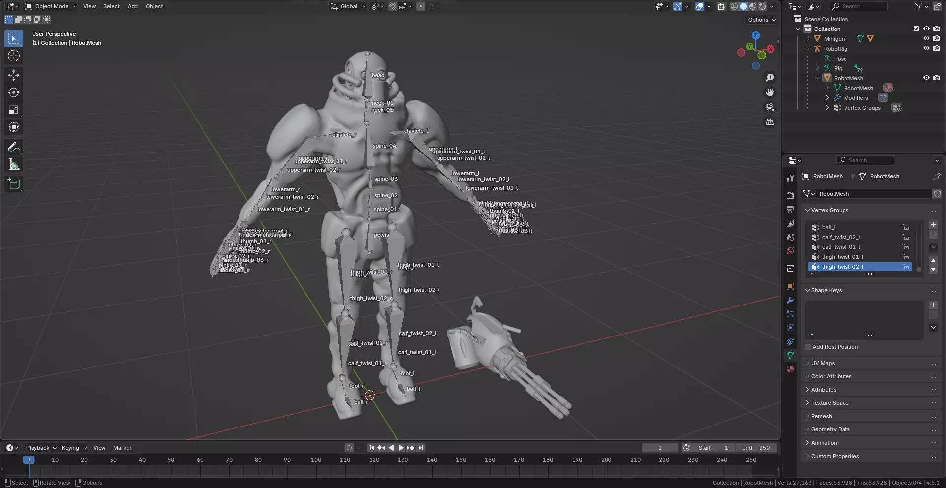 Rigged Juggernaut Military Robot with Minigun Low-poly 3D model_29