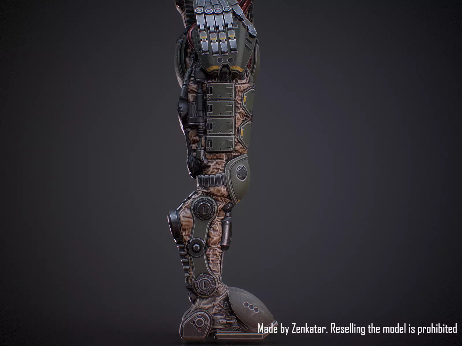 Rigged Juggernaut Military Robot with Minigun Low-poly 3D model_17