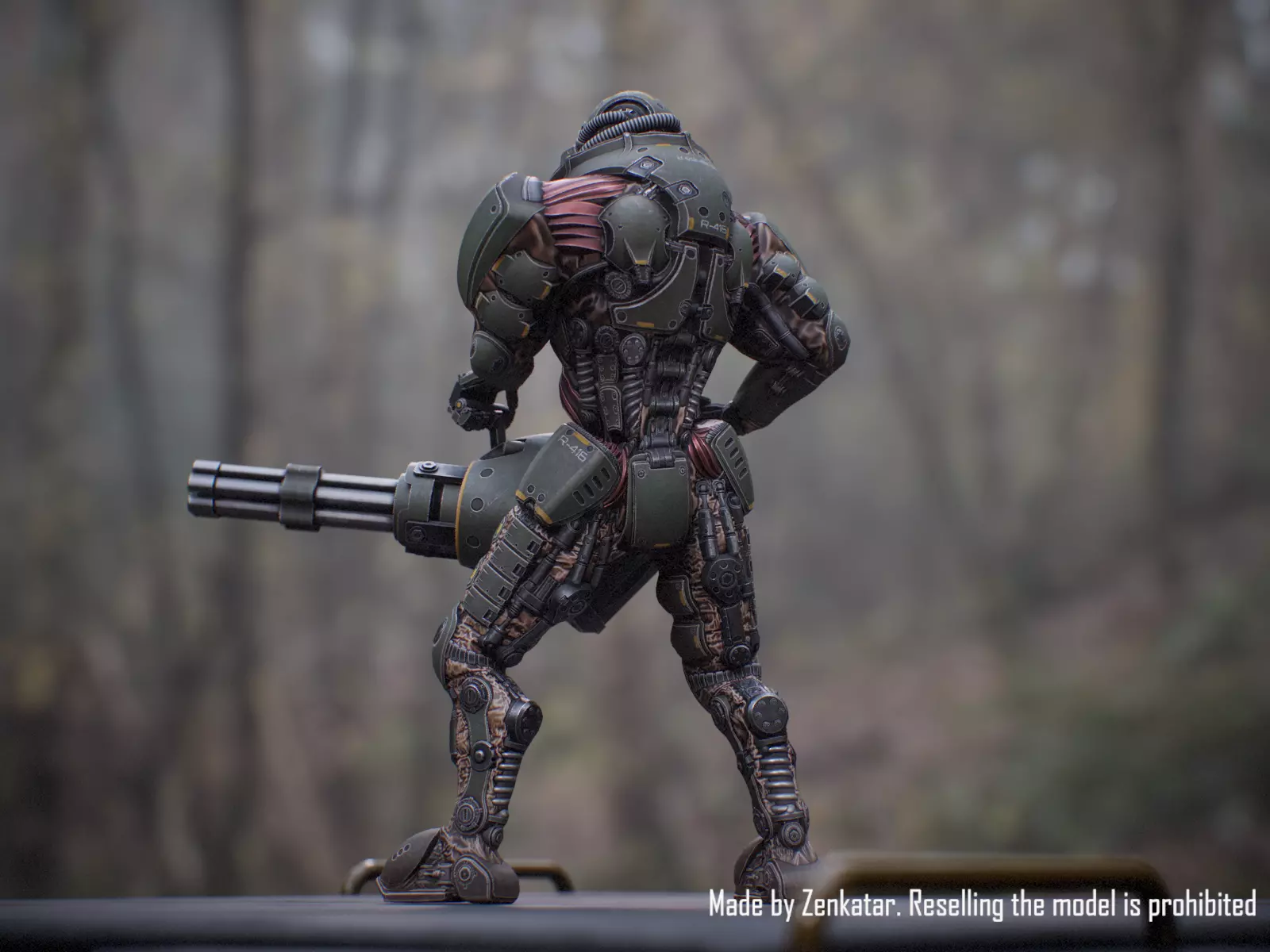 Rigged Juggernaut Military Robot with Minigun Low-poly 3D model_5