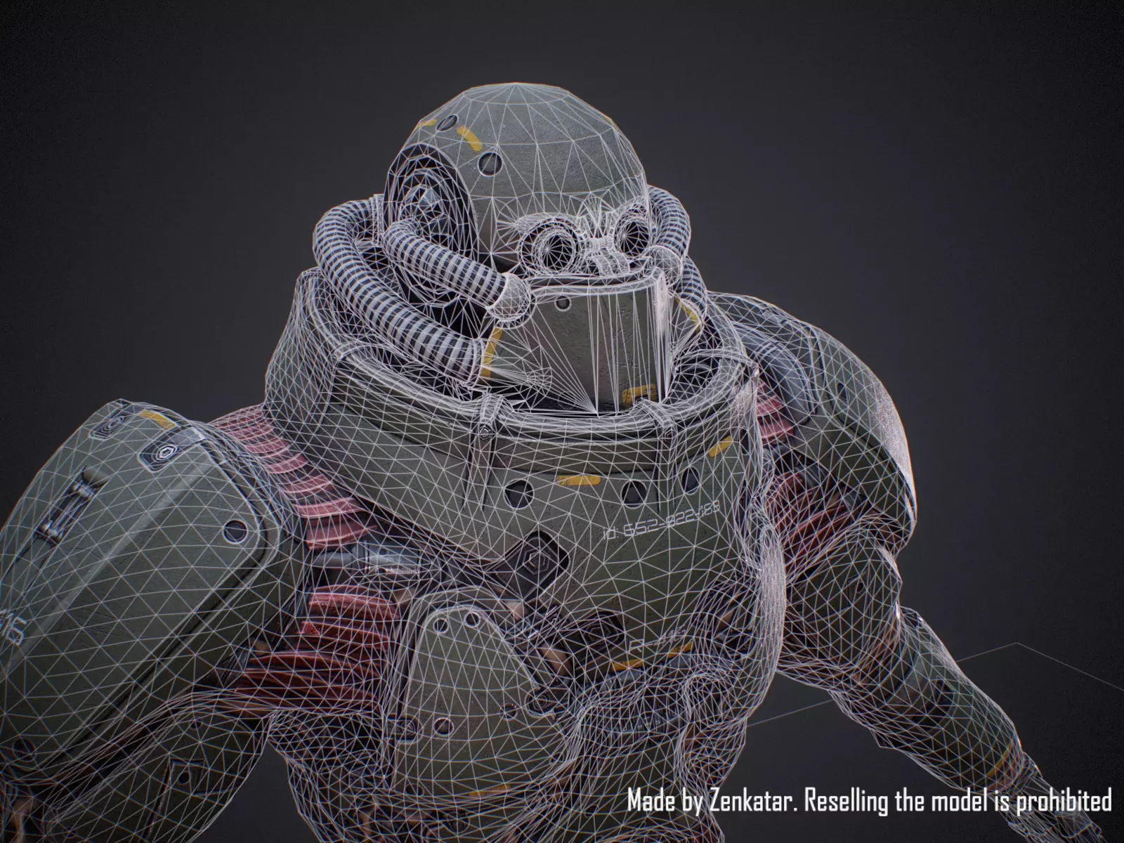 Rigged Juggernaut Military Robot with Minigun Low-poly 3D model_28