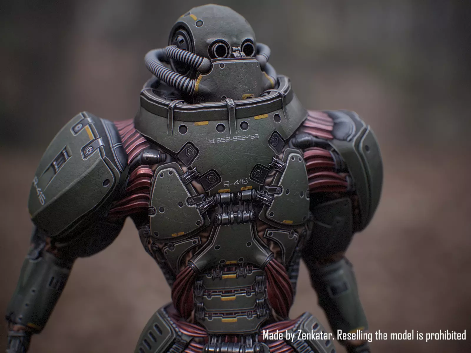 Rigged Juggernaut Military Robot with Minigun Low-poly 3D model_7