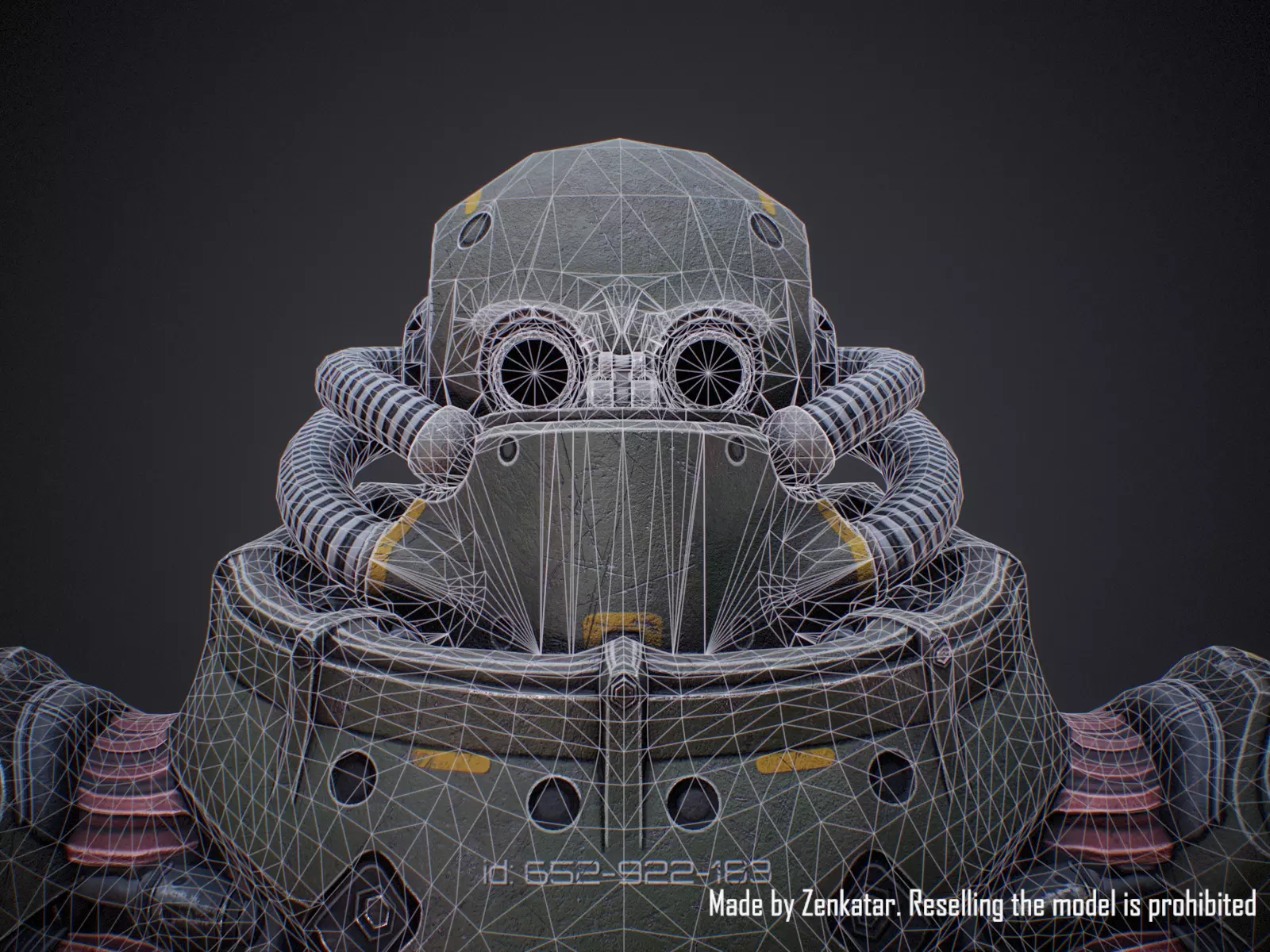 Rigged Juggernaut Military Robot with Minigun Low-poly 3D model_24