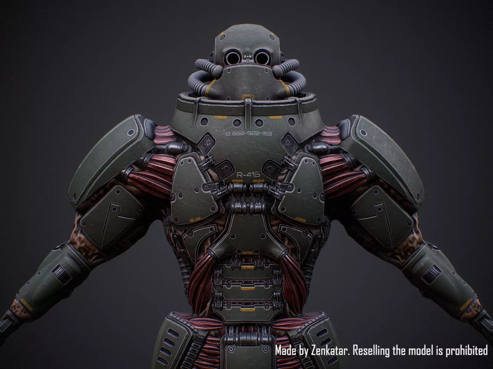 Rigged Juggernaut Military Robot with Minigun Low-poly 3D model_13