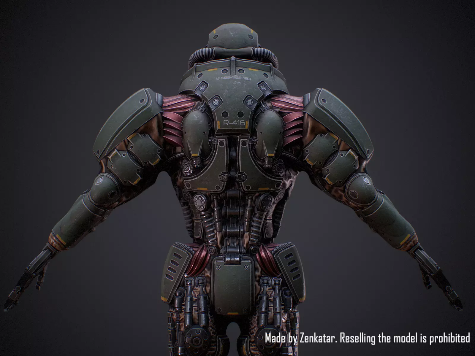 Rigged Juggernaut Military Robot with Minigun Low-poly 3D model_15