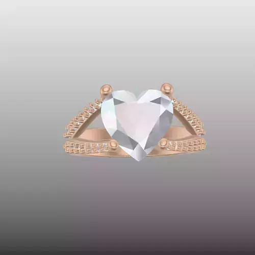 Heart Cat6hedral ring