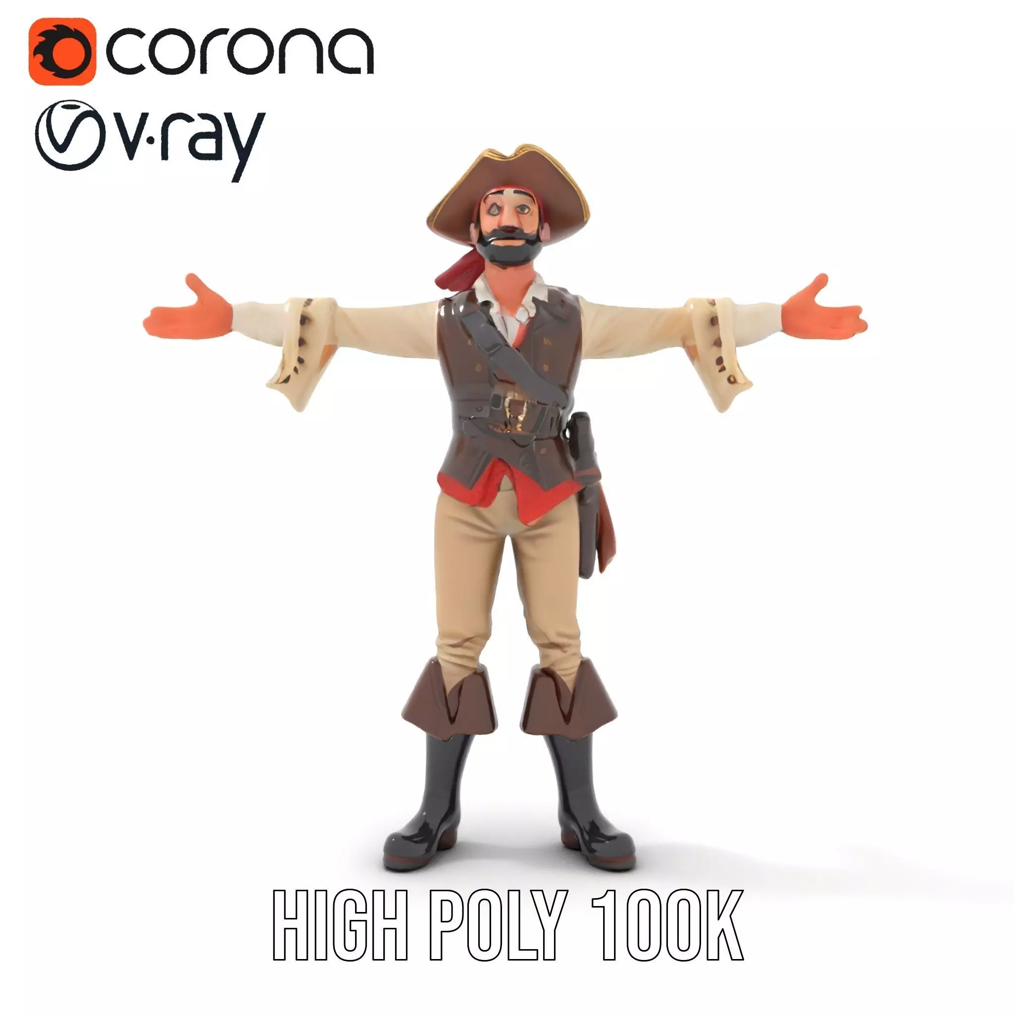 Charming Pirate model pack Low-poly 3D model_19