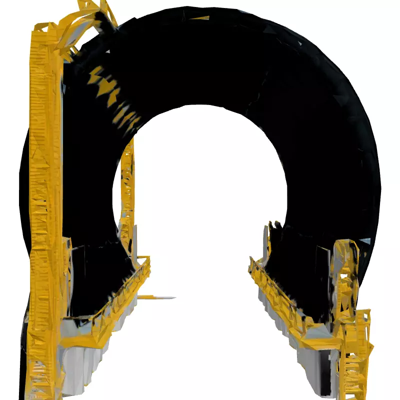 Industrial Tunnel Section 3D Model Low-poly 3D model_4