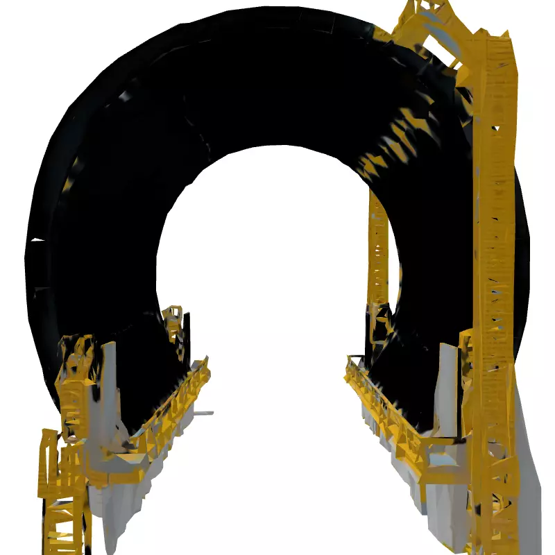 Industrial Tunnel Section 3D Model Low-poly 3D model_7