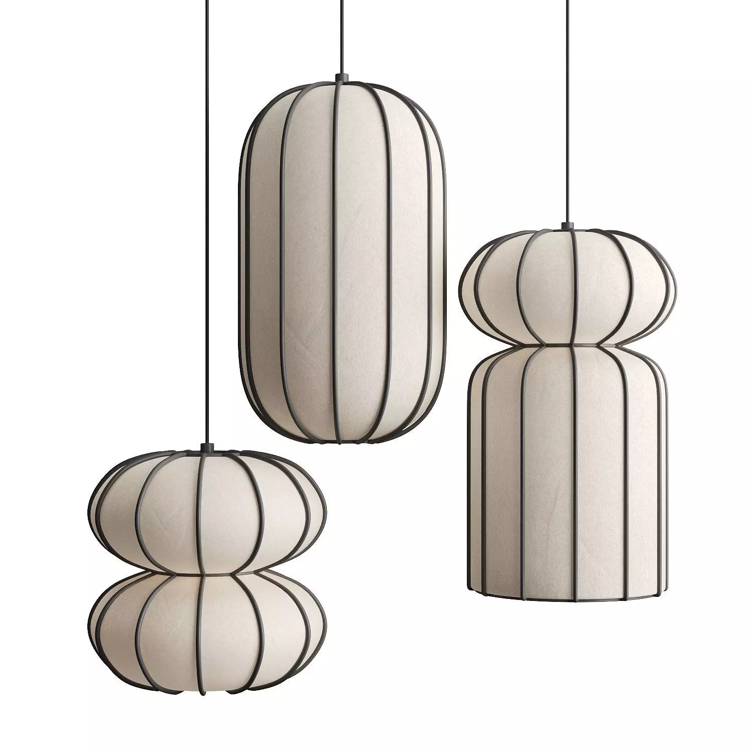 Pendant lamp Kanso A  C  F by Length Breadth Height 3D model_0