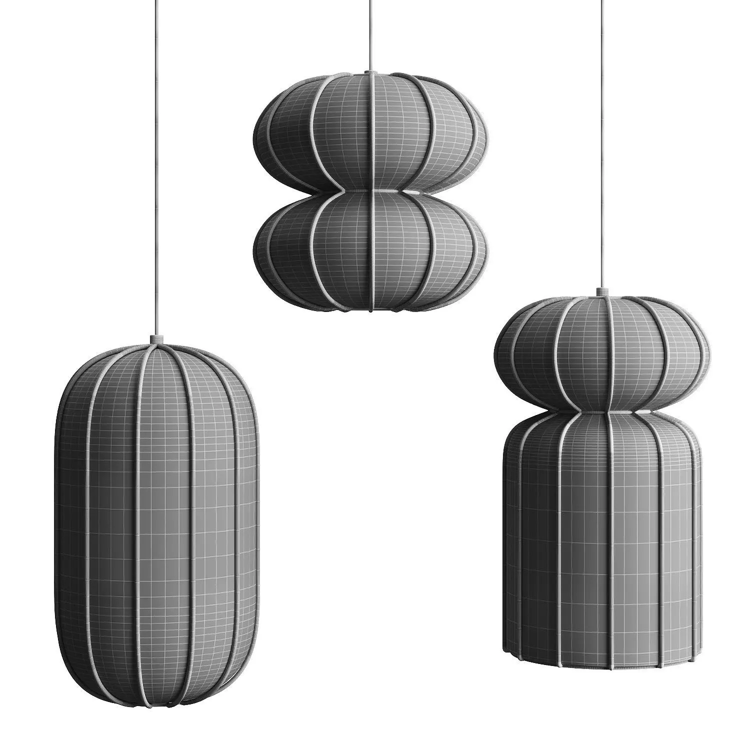 Pendant lamp Kanso A  C  F by Length Breadth Height 3D model_9