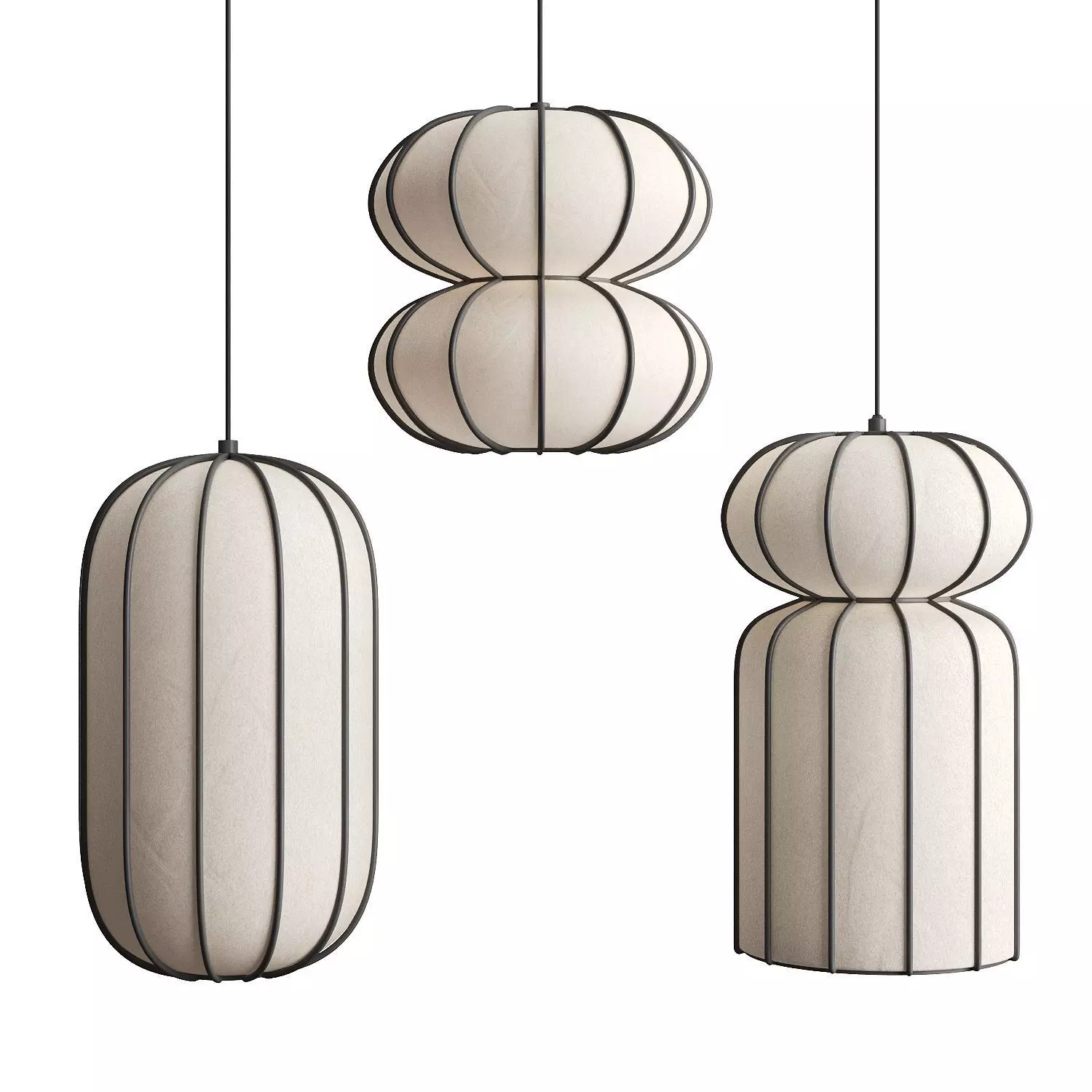 Pendant lamp Kanso A  C  F by Length Breadth Height 3D model_7