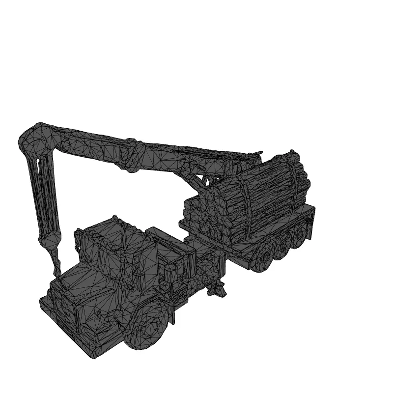 Log Truck with Crane 3D Model Low-poly 3D model_9