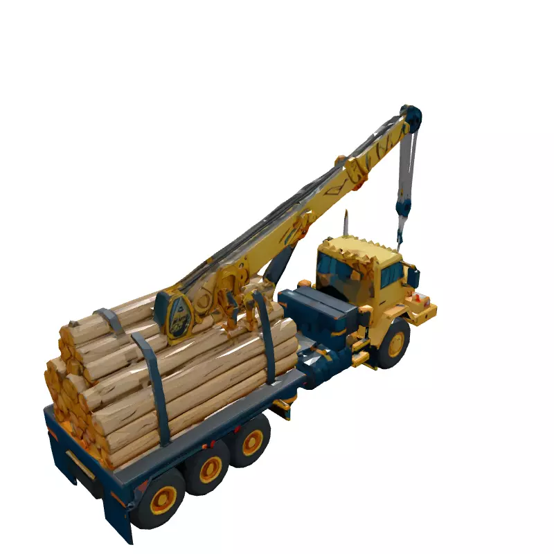 Log Truck with Crane 3D Model Low-poly 3D model_6