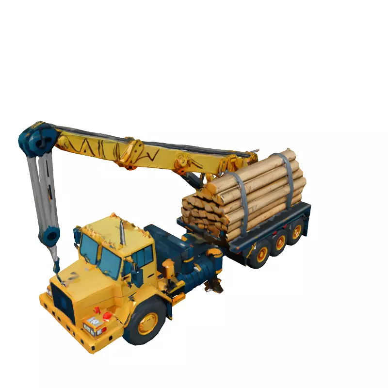 Log Truck with Crane 3D Model Low-poly 3D model_2