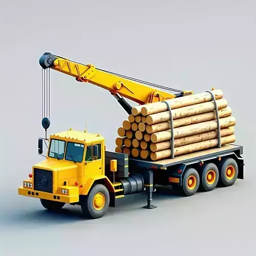 Log Truck with Crane 3D Model Low-poly 3D model Log Truck with Crane 3D Model Low-poly 3D model