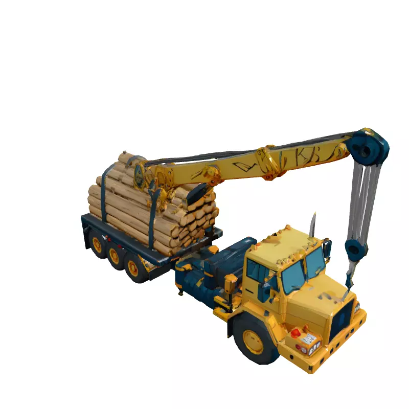 Log Truck with Crane 3D Model Low-poly 3D model_3