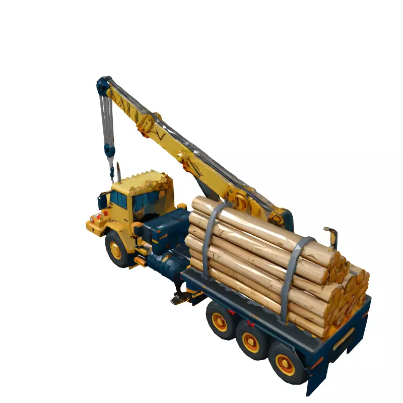Log Truck with Crane 3D Model Low-poly 3D model_5