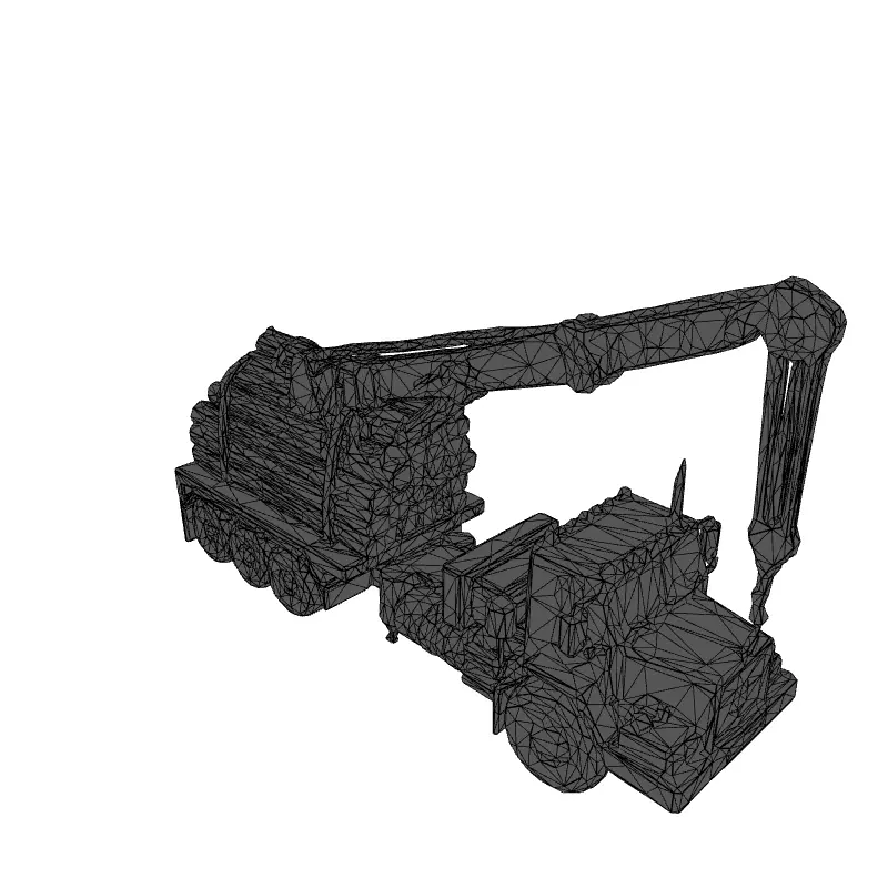 Log Truck with Crane 3D Model Low-poly 3D model_1
