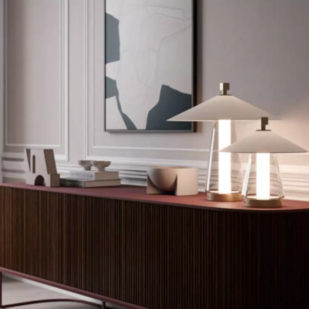 Asia Modern Glass Table Lamp Low-poly 3D model_1