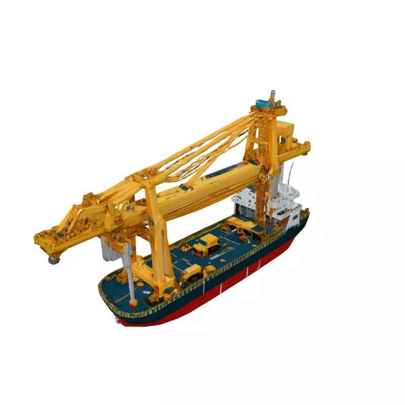 LowPoly Cargo Ship with Crane Low-poly 3D model_2