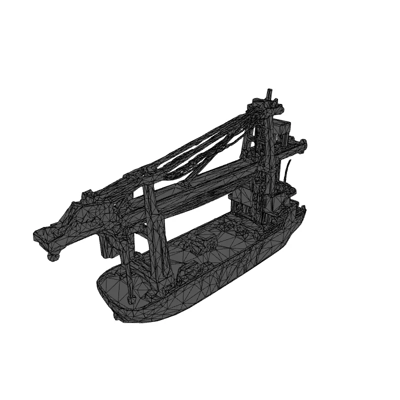 LowPoly Cargo Ship with Crane Low-poly 3D model_9