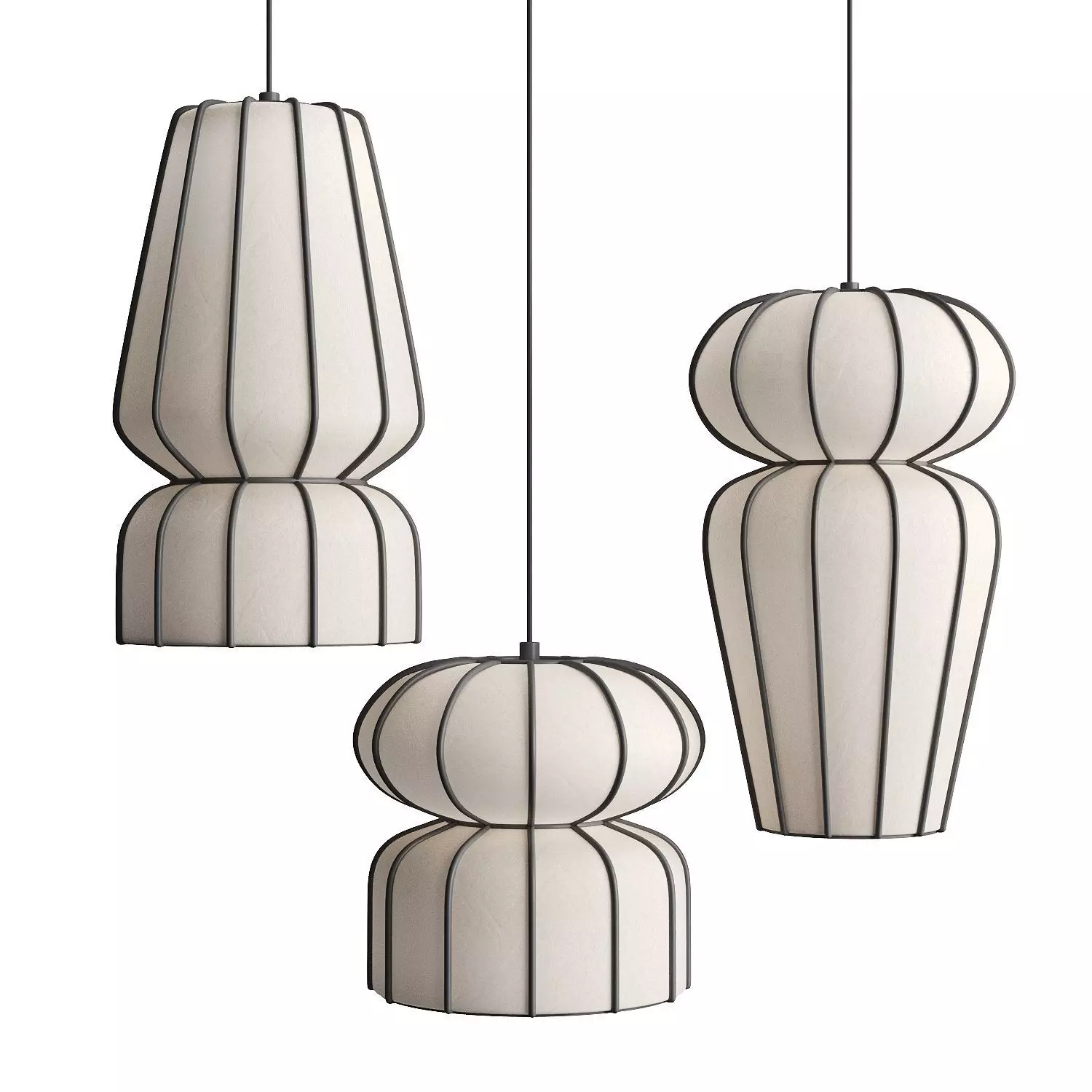 Pendant lamp Kanso B  D  E by Length Breadth Height 3D model_0