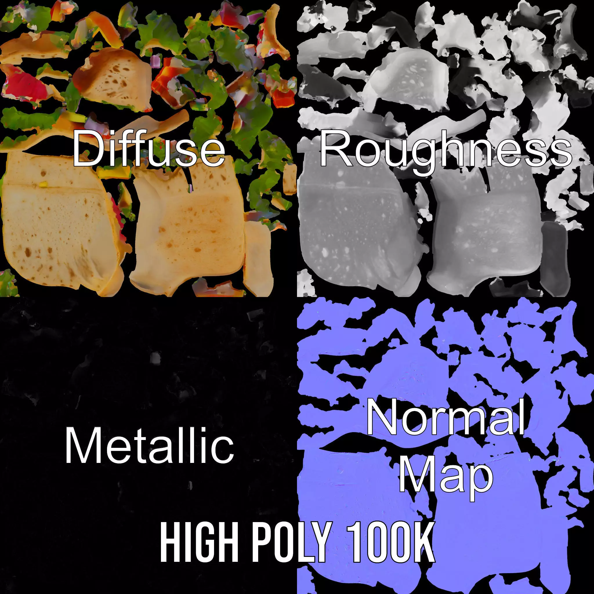 Fresh Veggie Wrap model pack Low-poly 3D model_4