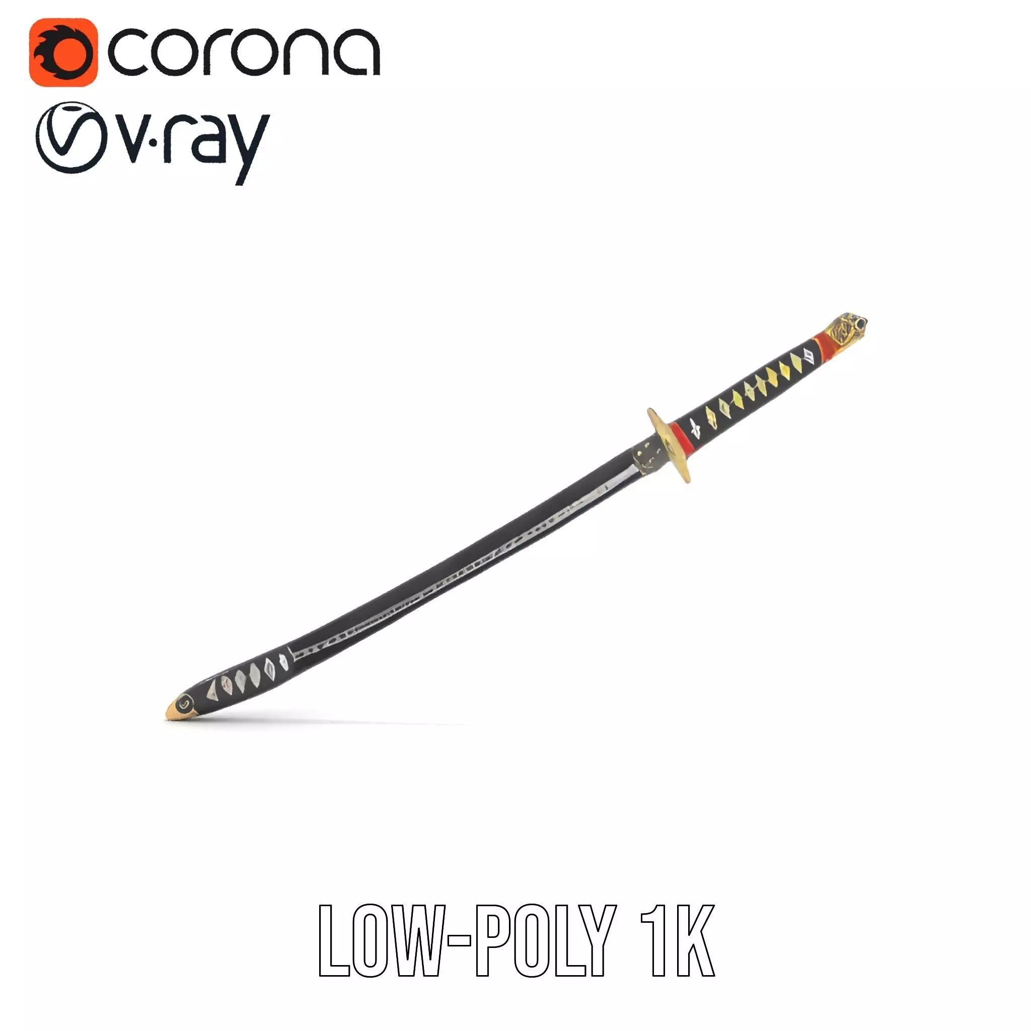 Samurai Katana model pack Low-poly 3D model_9