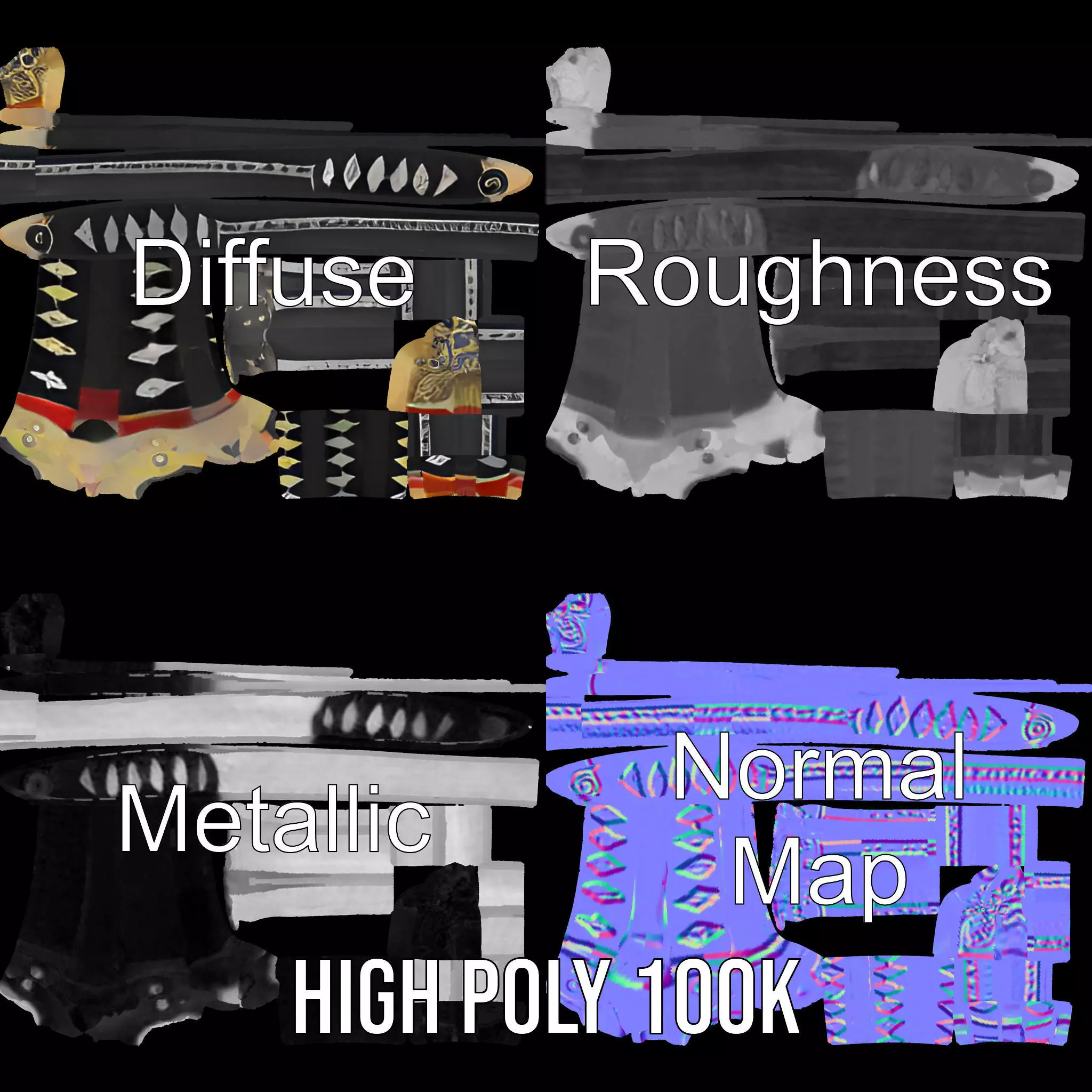 Samurai Katana model pack Low-poly 3D model_3