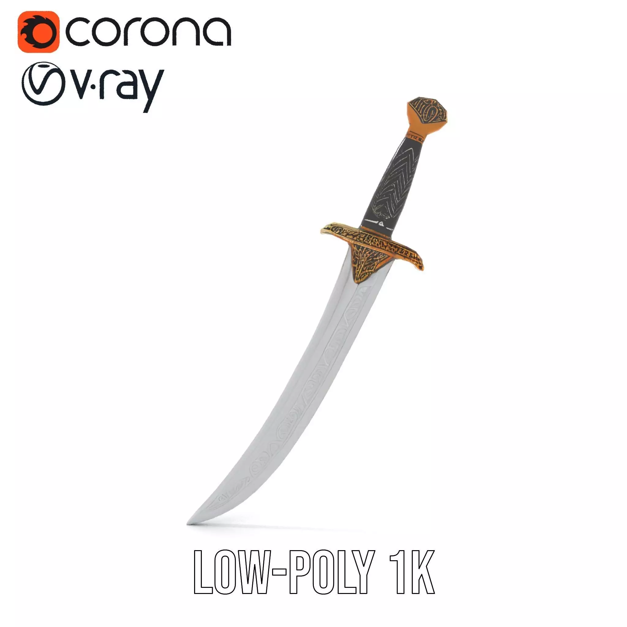 Elven Curved Blade model pack Low-poly 3D model_27