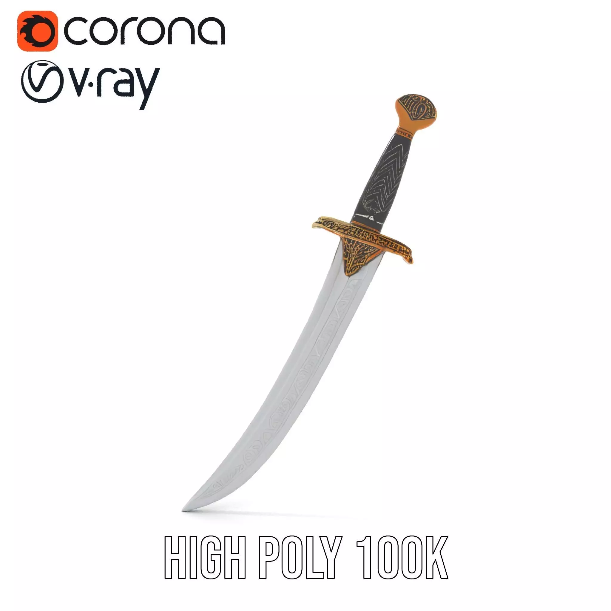 Elven Curved Blade model pack Low-poly 3D model_15