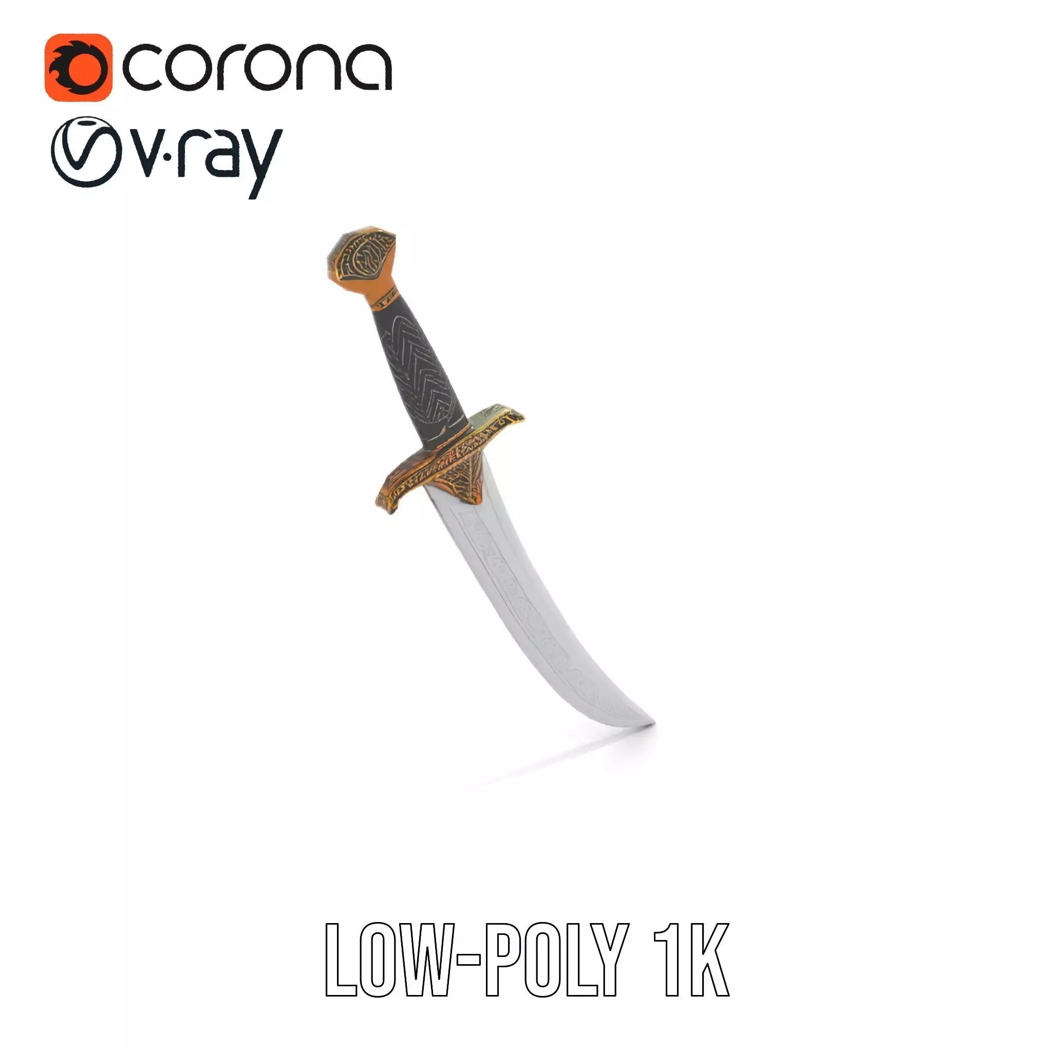 Elven Curved Blade model pack Low-poly 3D model_19