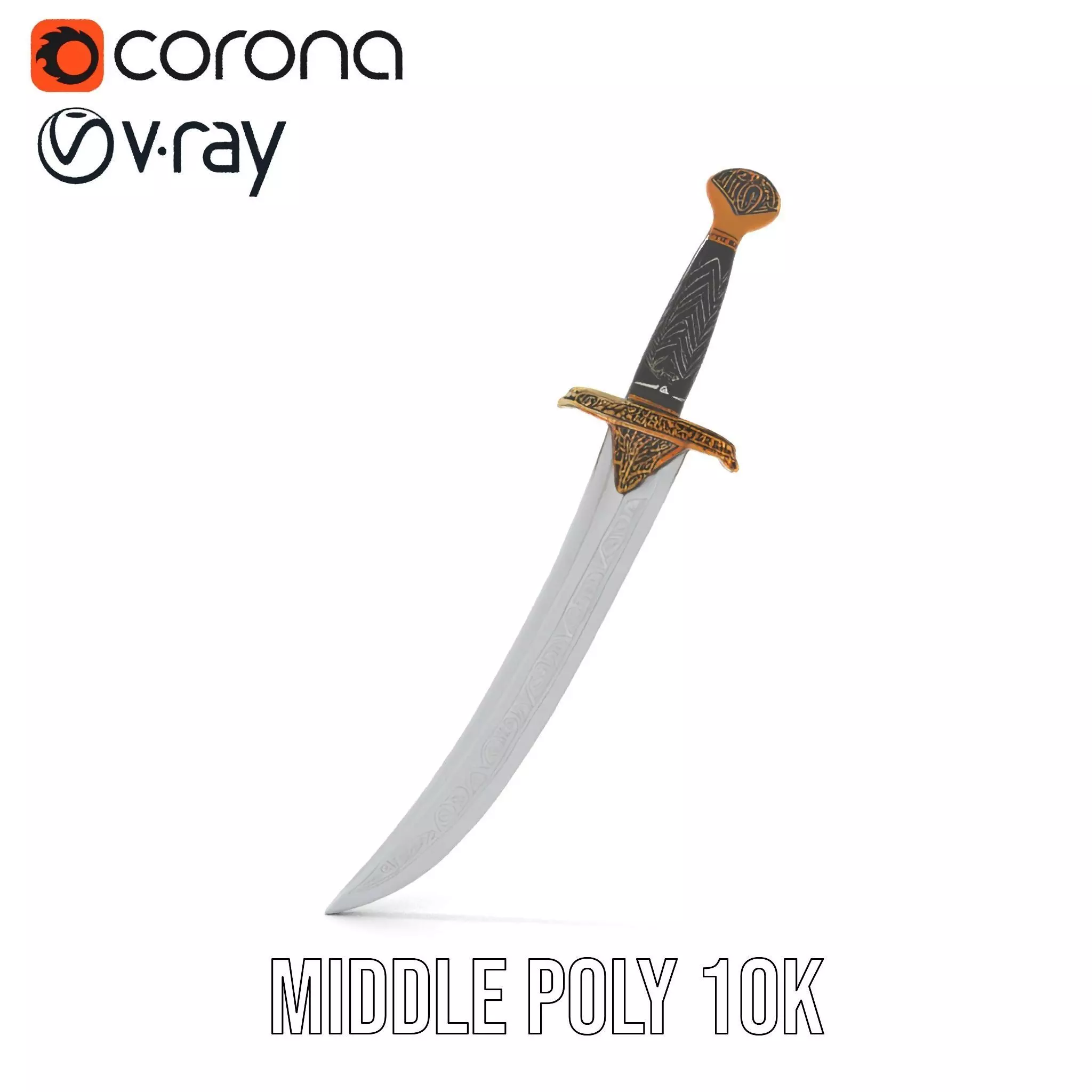 Elven Curved Blade model pack Low-poly 3D model_21