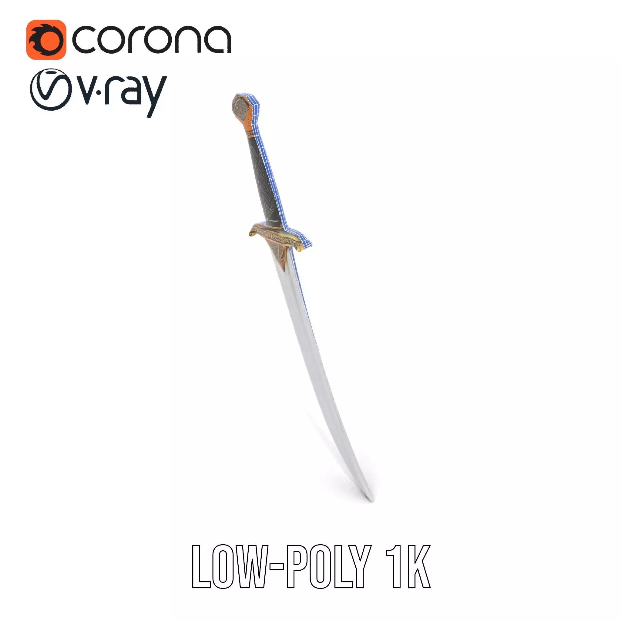 Elven Curved Blade model pack Low-poly 3D model_9