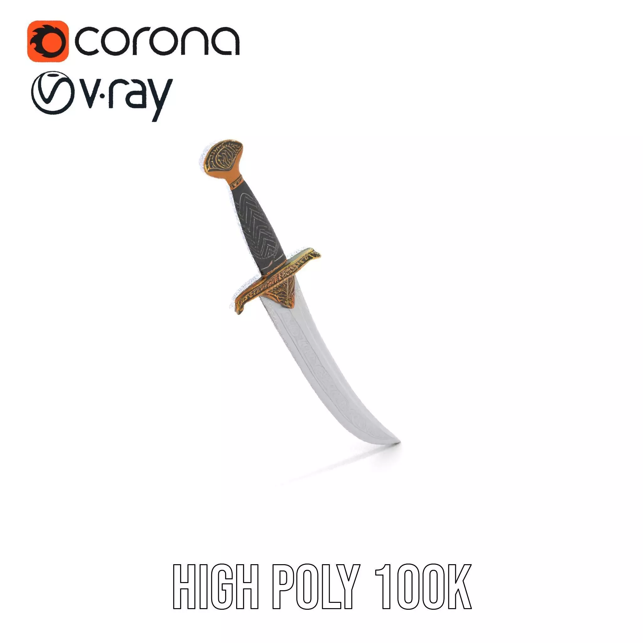 Elven Curved Blade model pack Low-poly 3D model_23