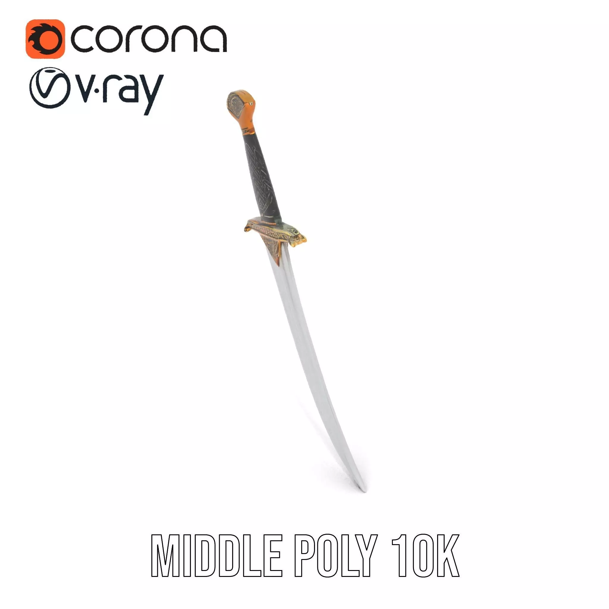 Elven Curved Blade model pack Low-poly 3D model_11