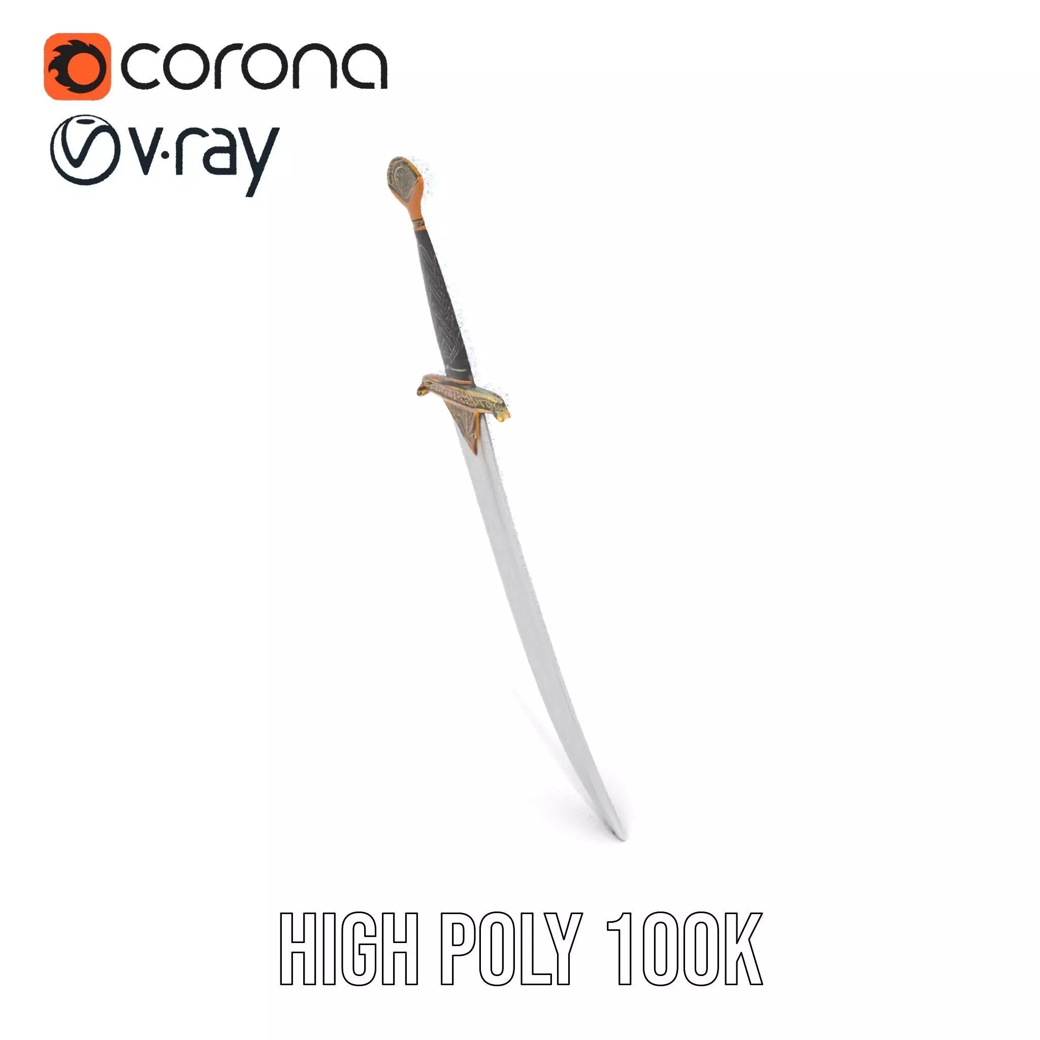 Elven Curved Blade model pack Low-poly 3D model_33