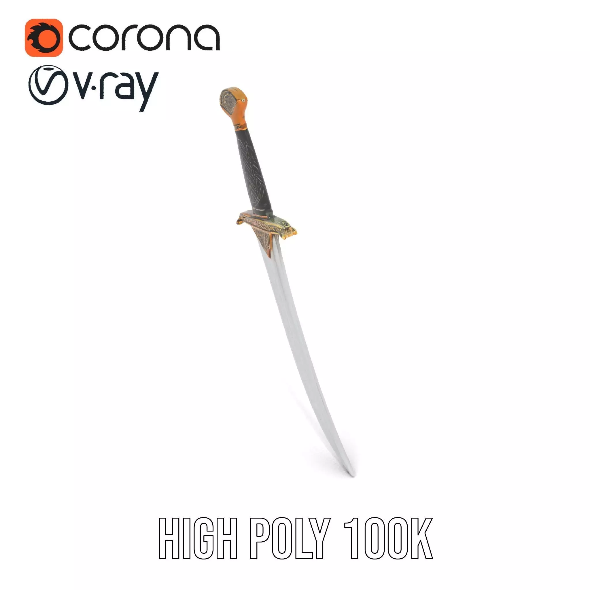 Elven Curved Blade model pack Low-poly 3D model_20