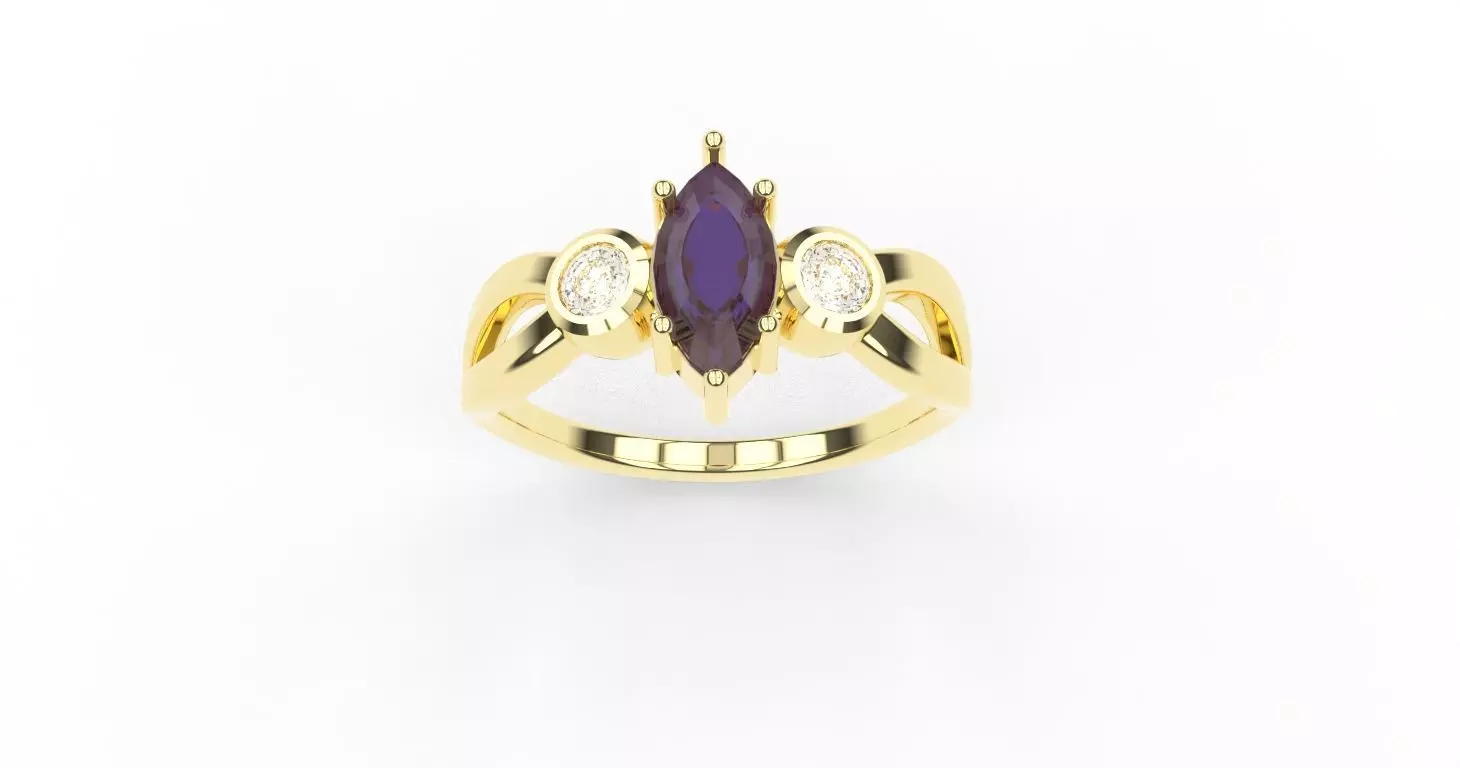 Trilogy marquise twisted ring for 3d printing 3D print model_9