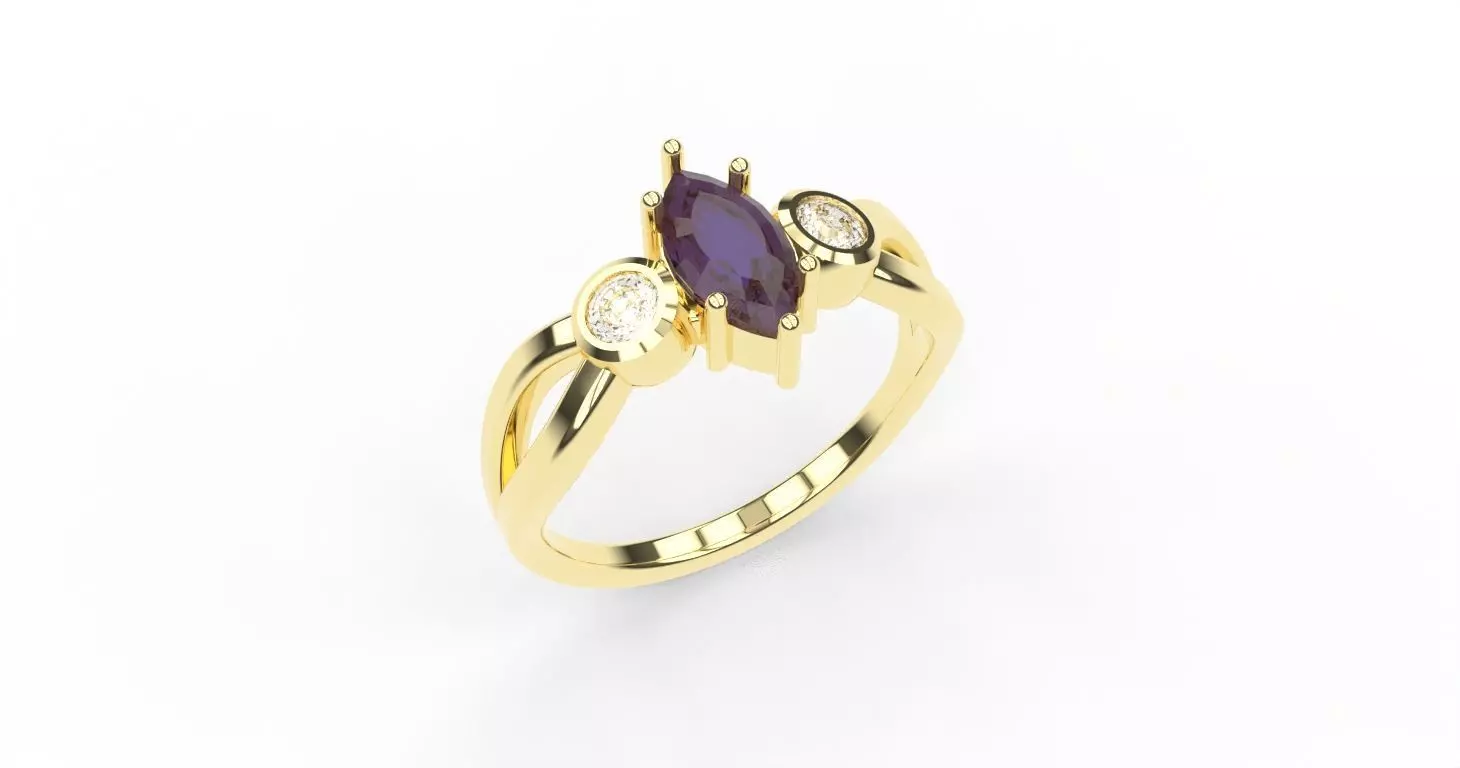 Trilogy marquise twisted ring for 3d printing 3D print model_10