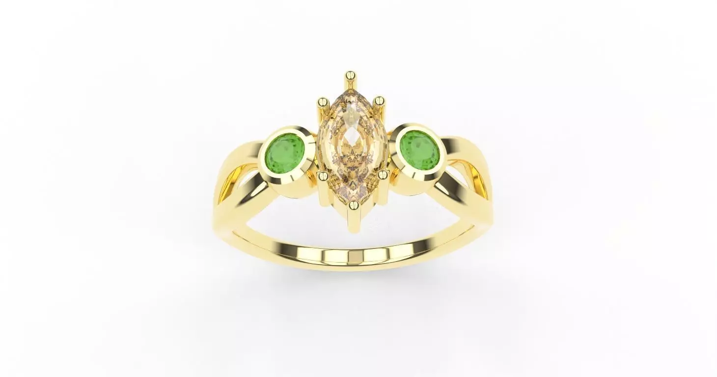 Trilogy marquise twisted ring for 3d printing 3D print model_6