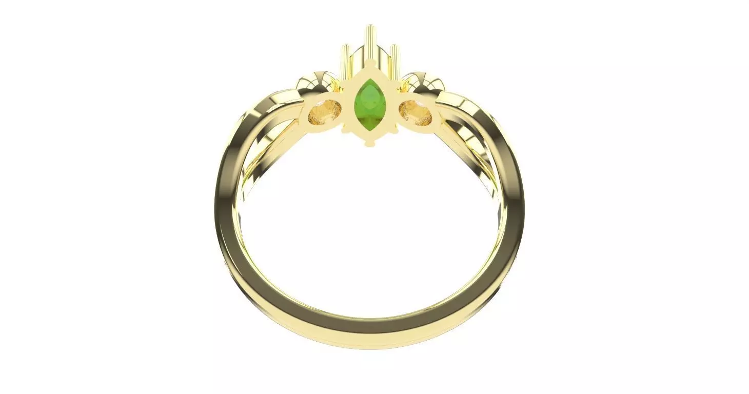 Trilogy marquise twisted ring for 3d printing 3D print model_4