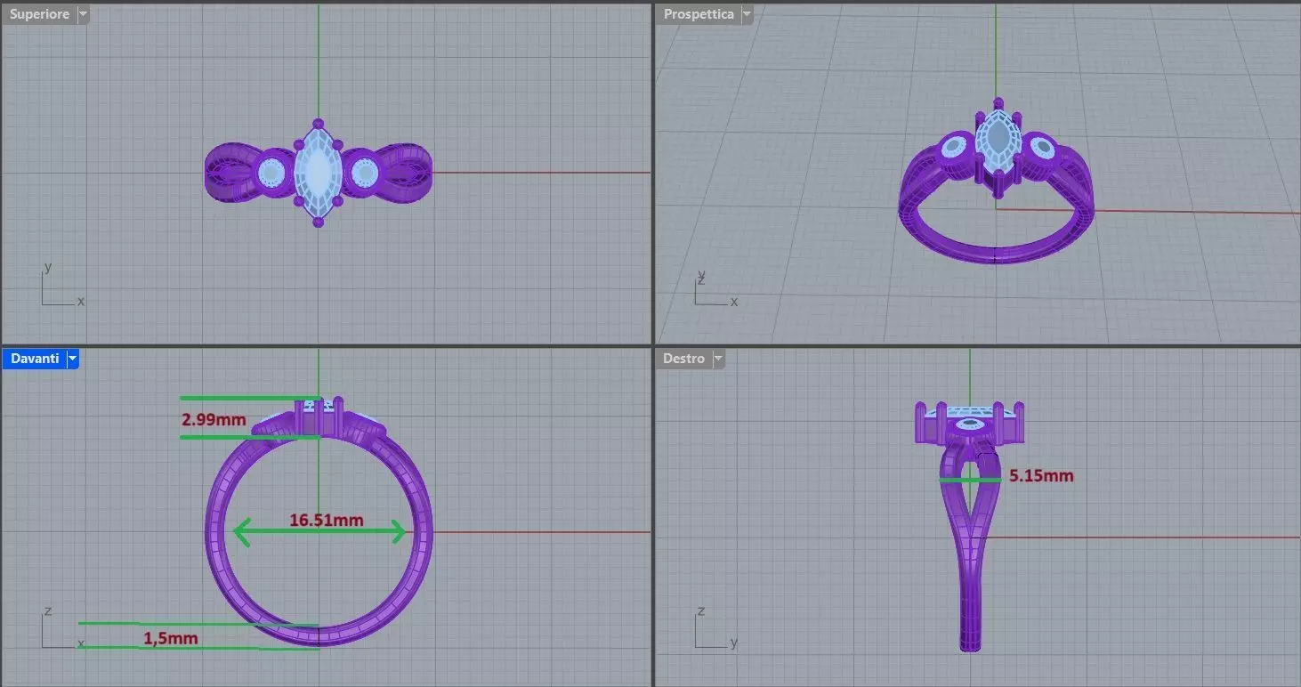 Trilogy marquise twisted ring for 3d printing 3D print model_12