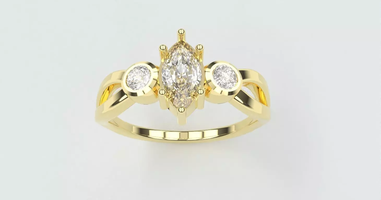 Trilogy marquise twisted ring for 3d printing 3D print model_1