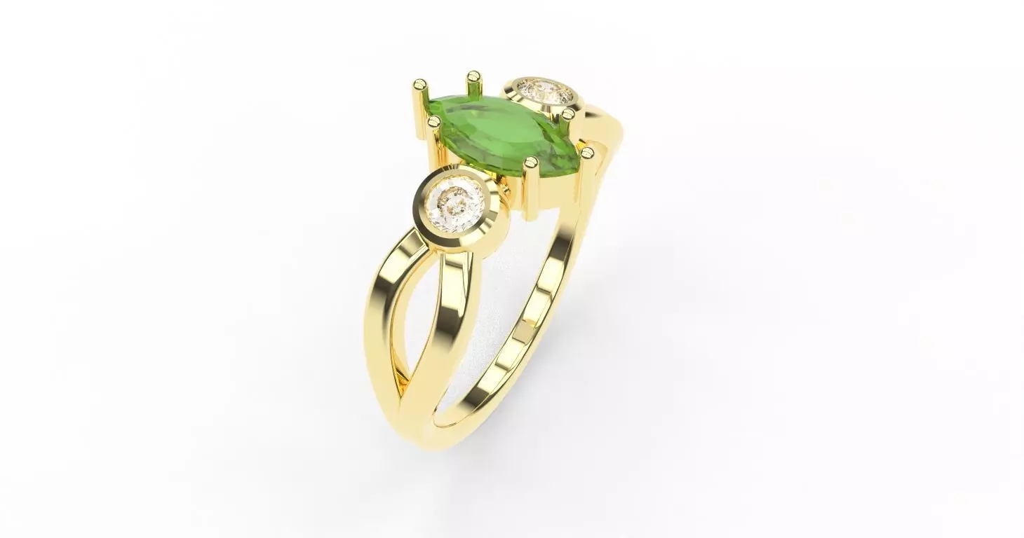 Trilogy marquise twisted ring for 3d printing 3D print model_3