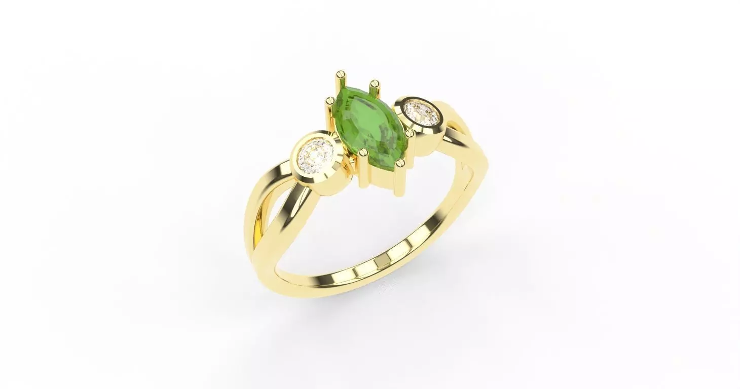 Trilogy marquise twisted ring for 3d printing 3D print model_2