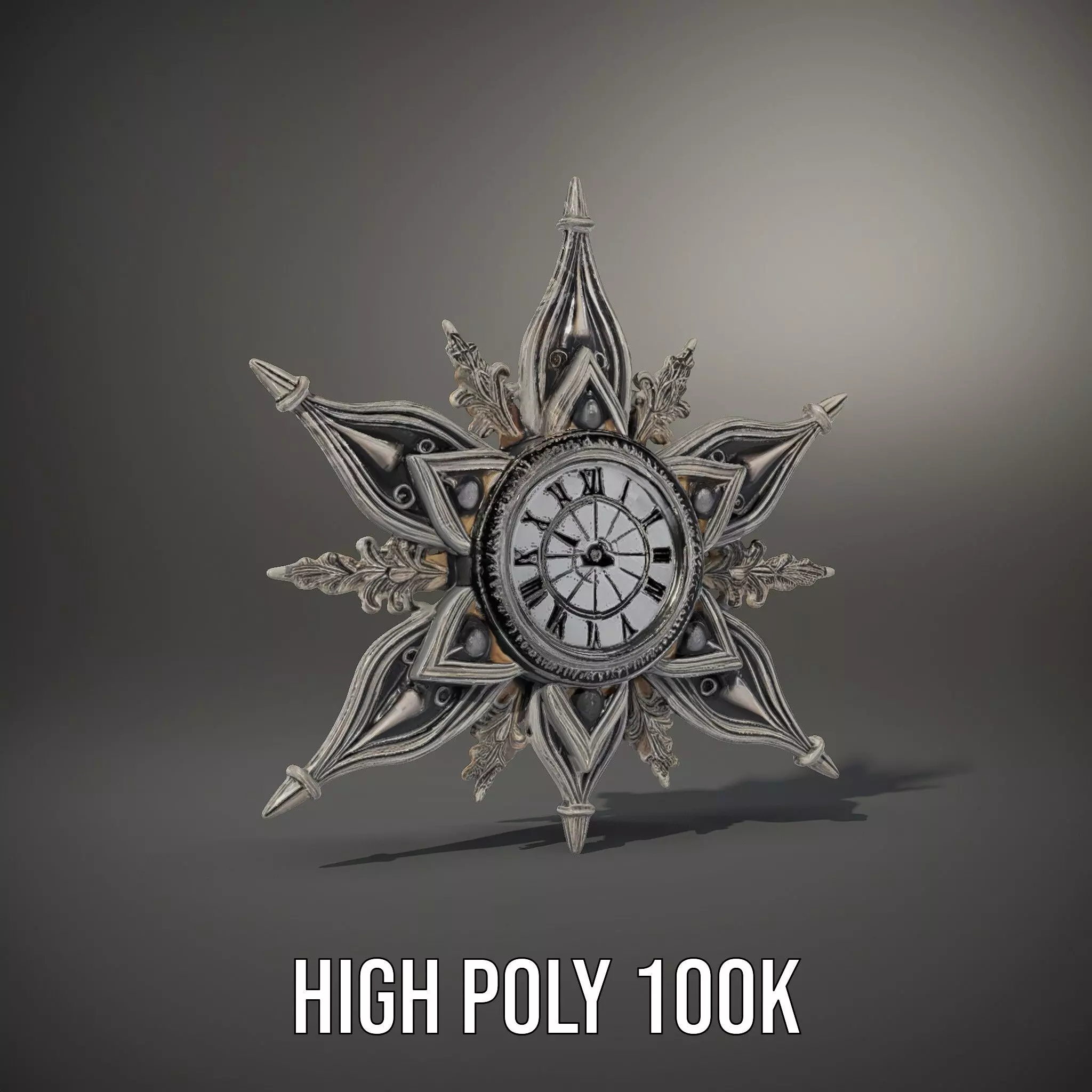 Ornate Brass Clock model pack Low-poly 3D model_9